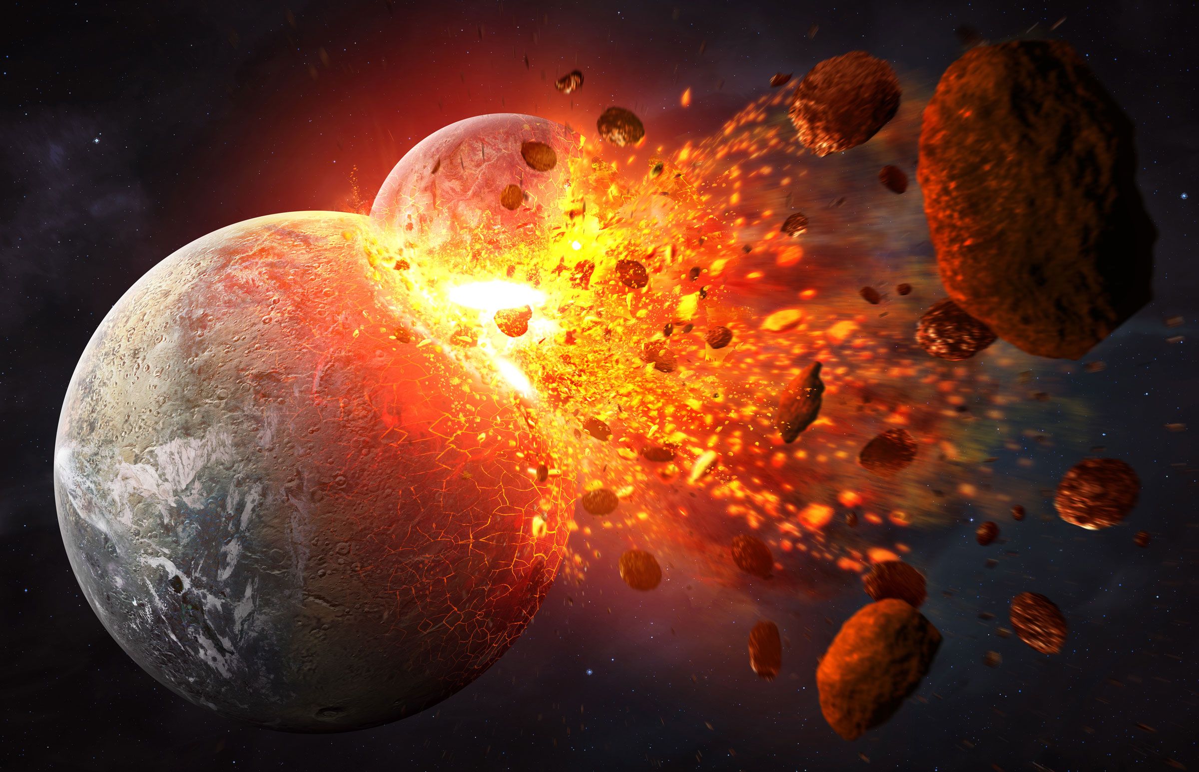 Eine Kollision mit einem anderen Planeten hätte Leben auf der Erde ermöglichen können